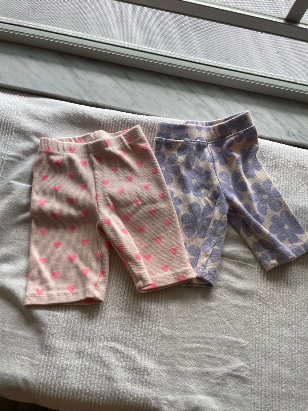 Zara Pink Heart & Cream Lilac Floral Kids Leggings Duo